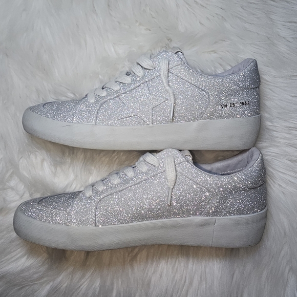 Vintage Havana Kara Silver Matt Star Glitter Sequins Sneakers - Picture 3 of 10